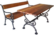 Liatinový stol s tropickým drevom